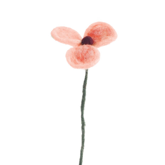 Fleurs en laine – coquelicot pêche