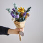 Fleur en laine Eucalyptus foncé