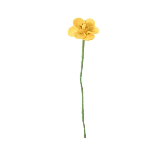 Fleur en laine Jonquille Jaune