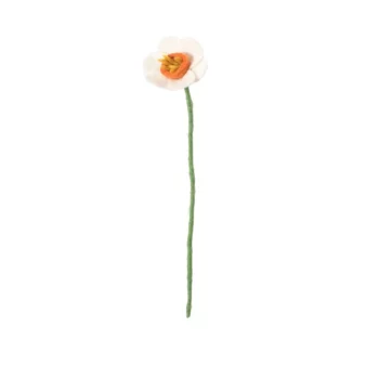 Fleur en laine jonquille blanche