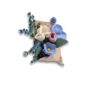 Fleur en laine Coquelicot Bleu