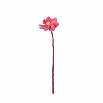 Fleur en laine dahlia fuchsia