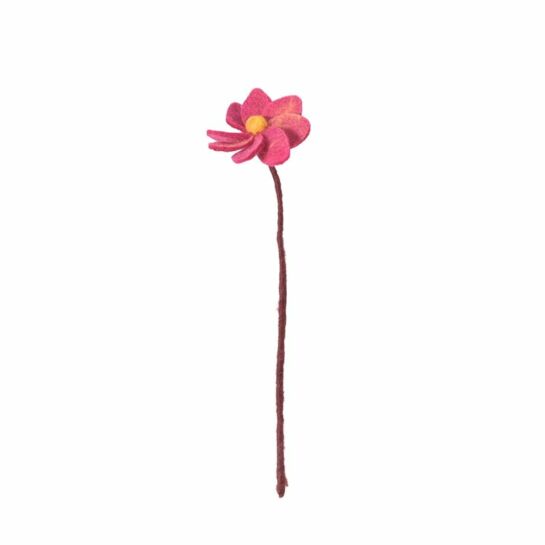 Fleur en laine Dahlia Fuchsia