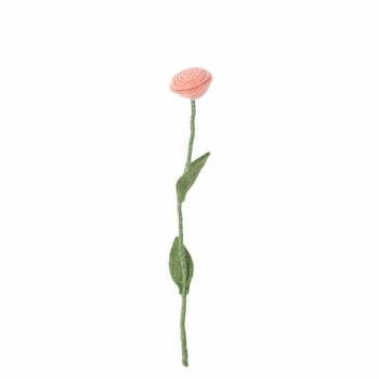 Fleur en laine rose pêche