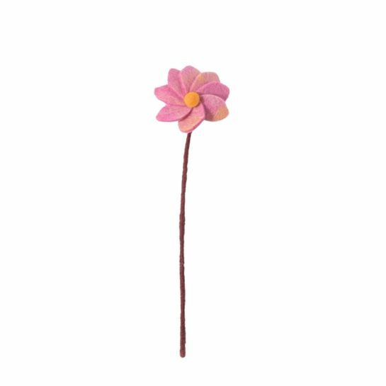 Fleur en laine Dahlia rose