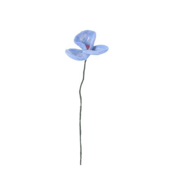 Fleur en laine Coquelicot Bleu