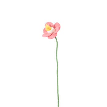 Fleur en laine jonquille rose