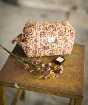 Trousse de toilette grand format mina rose poudre