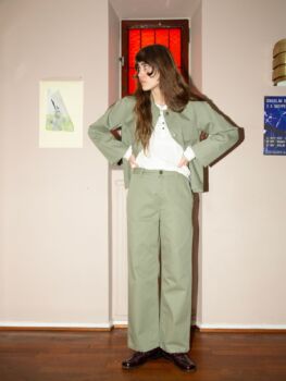 Pantalon wendy herrigbone pale green