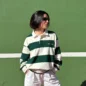 Polo Rugby Rayures Vert et Blanc