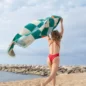 Serviette de Plage Damier Vert Orange Ciel