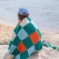 Serviette de Plage Damier Vert Orange Ciel