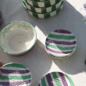 Coupelle Céramique Râpe Ail Rayures Violet Menthe