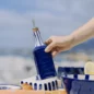 Distributeur d'huile Bleu et Rayures